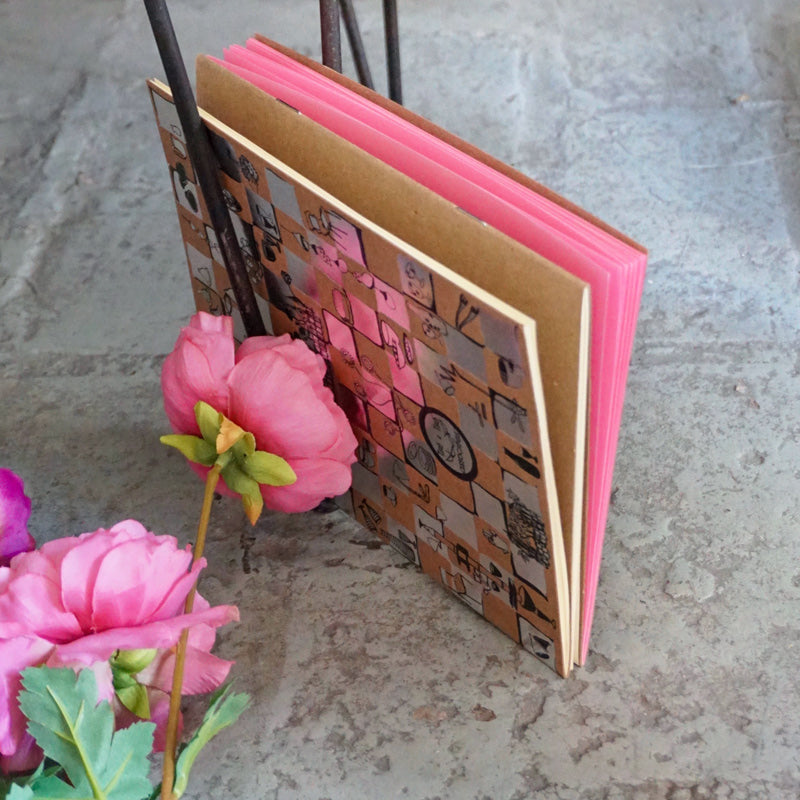 ZIGZAGANT NOTEBOOK, silver & pink