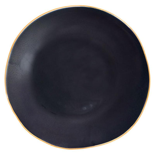 grande assiette à gâteau bleu nuit avec un liseré or - tsé tsé