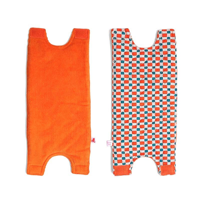 housse en coton matelassé réversible orange toucher velours et motifs orange et bleu - tsé tsé