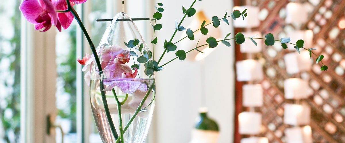 vase suspendu en forme de goutte d'eau