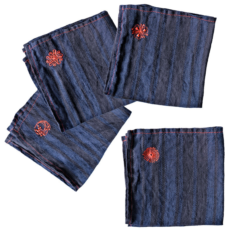 QUATRE SERVIETTES INDIGO