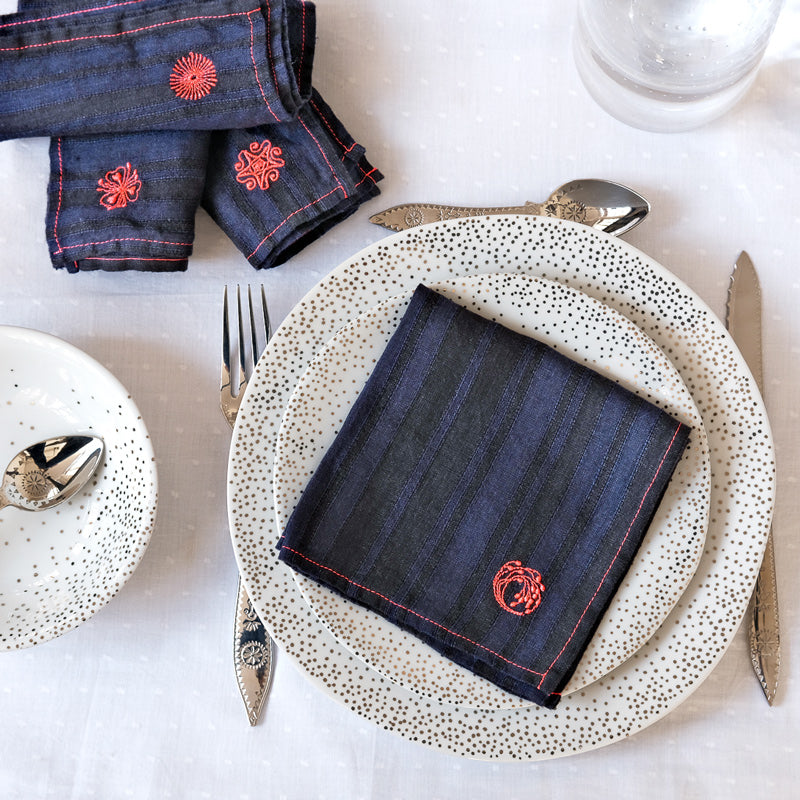 QUATRE SERVIETTES INDIGO