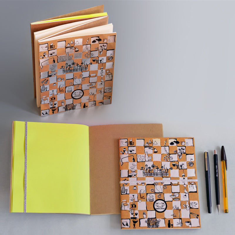 CAHIER ZIGZAGANT, argent & jaune