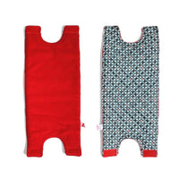 housse pour théière mirza en coton matelassé réversible rouge et motifs bleu gris - tsé tsé
