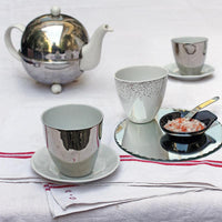 tasses et théière blanc et argent - tsé tsé